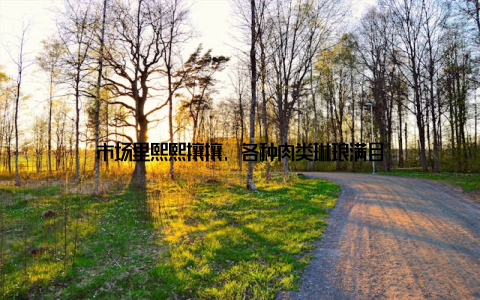 市场里熙熙攘攘, 各种肉类琳琅满目