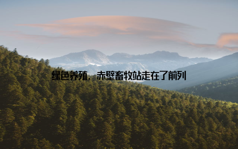 绿色养殖, 赤壁畜牧站走在了前列