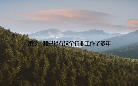 如今, 我已经在这个行业工作了多年